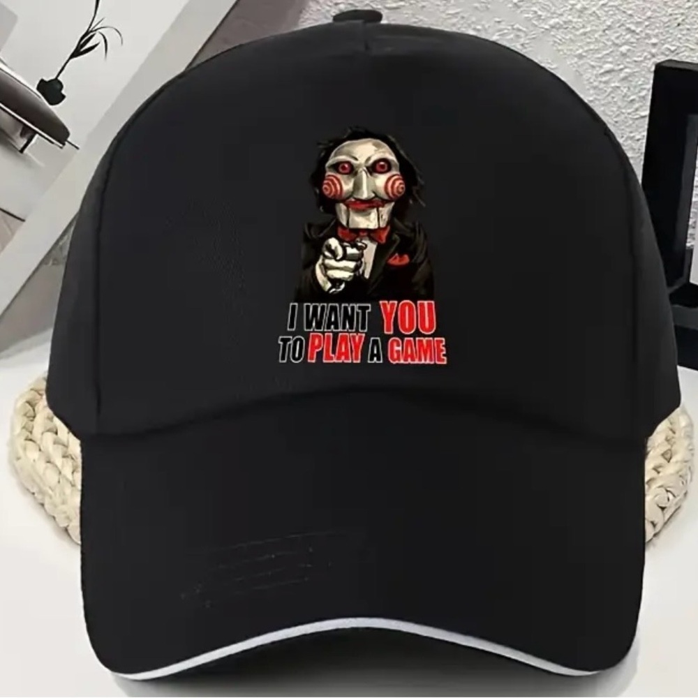 Black Cap with Jigsaw Horror Graphic